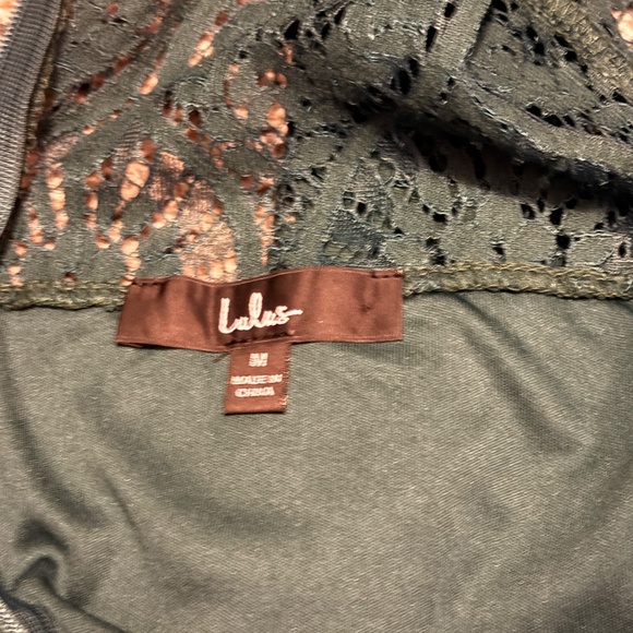 Lulu’s Remarkable Forest Green Sheer Lace Short Sleeve Mini Dress - Picture 10 of 10